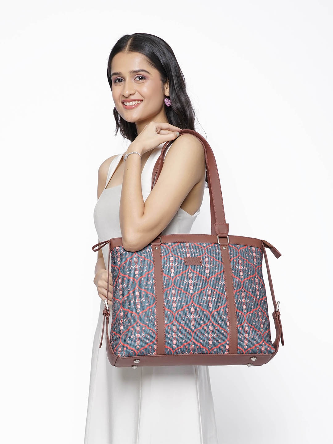

ZOUK Navy Blue Ethnic Motif Structured Laptop Bag