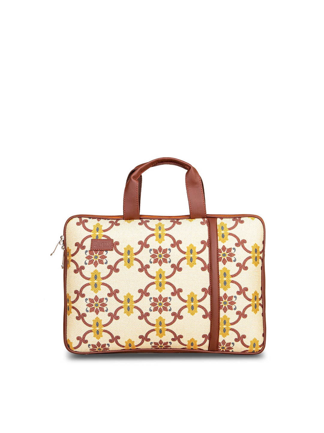 

ZOUK Unisex Yellow & Brown Printed Jute Laptop Sleeve