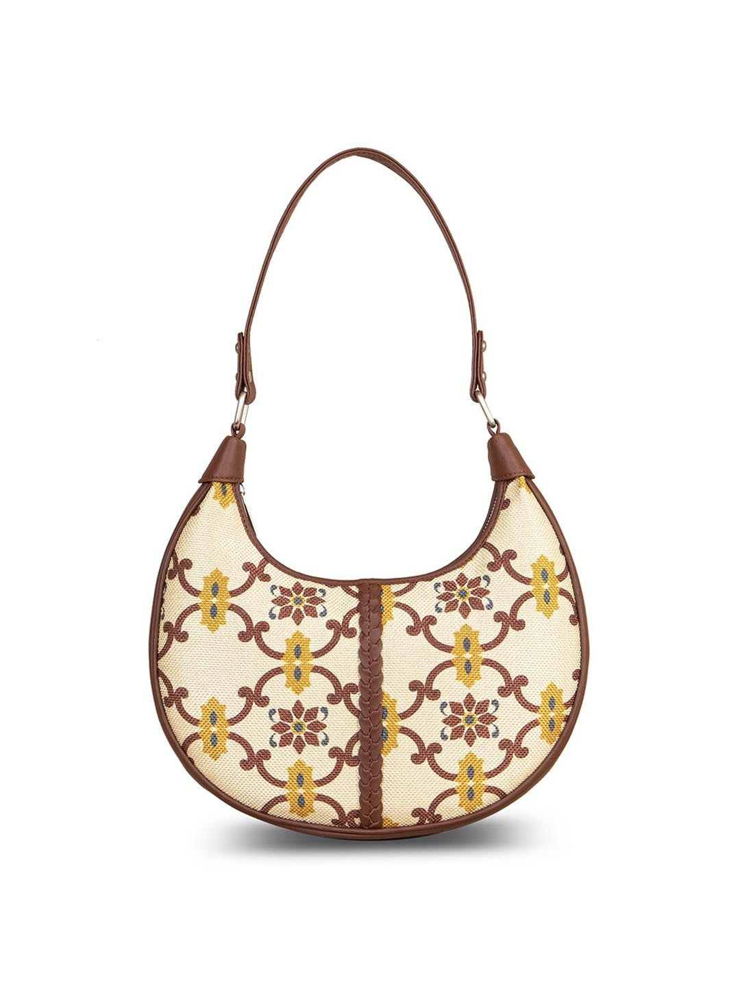 

Zouk Chandra Mahal Raj Gadi Motif Motif Beige Hobo Bag, Yellow