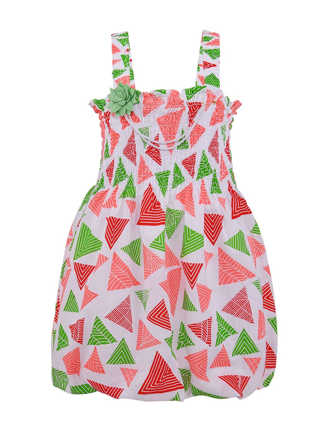 

Wish Karo Girls Red & Green Printed A-Line Dress