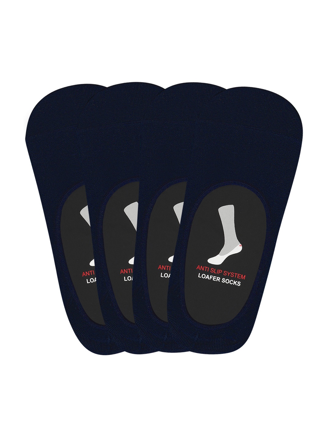 

Balenzia Men Navy Set of 4 Anti-Slip Loafer Socks, Navy blue