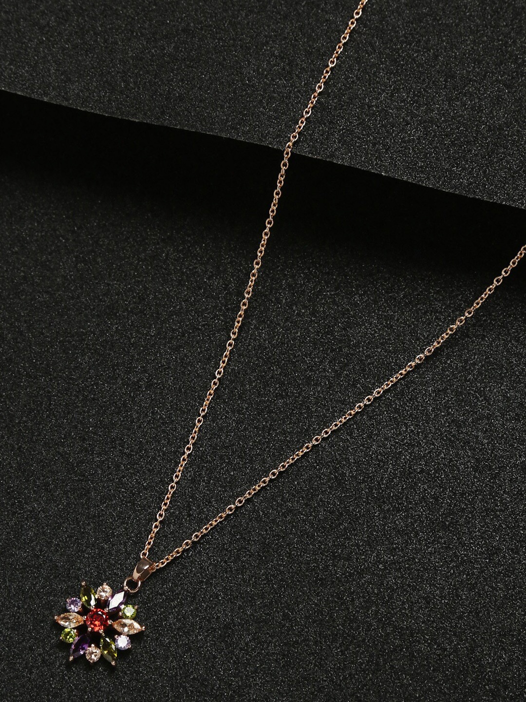 

Celena Cole Gold-Plated Purple Floral Necklace