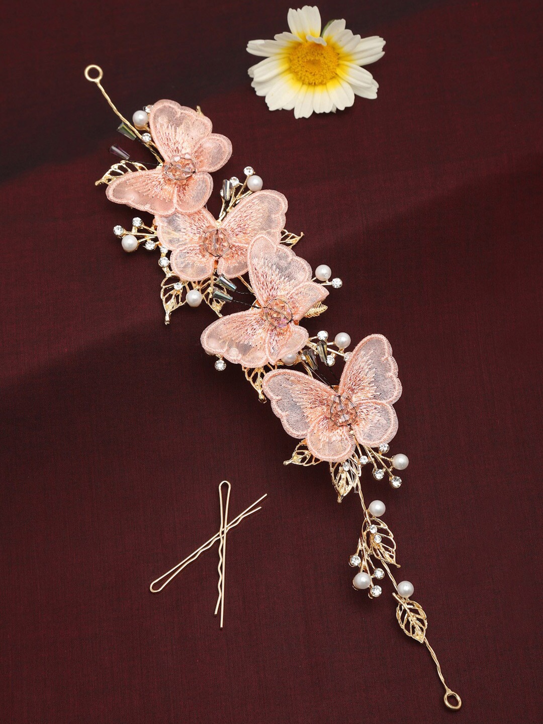 

Celena Cole Women Pink Embellished Hair Accessory Set of Hair Chain & Bobby Pins