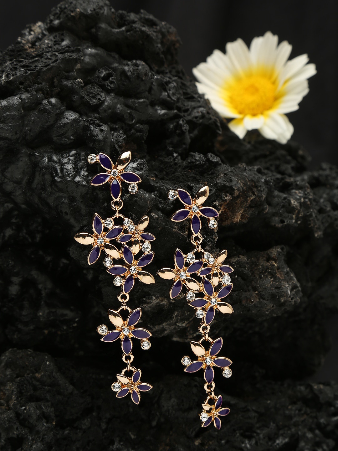 

Celena Cole Gold-Plated Purple Contemporary Drop Earrings