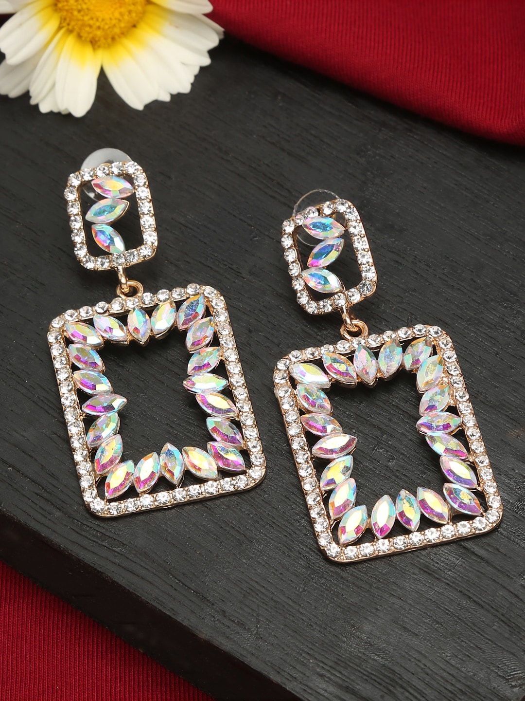 

Celena Cole Gold-Plated Multicoloured Square Drop Earrings, Multi