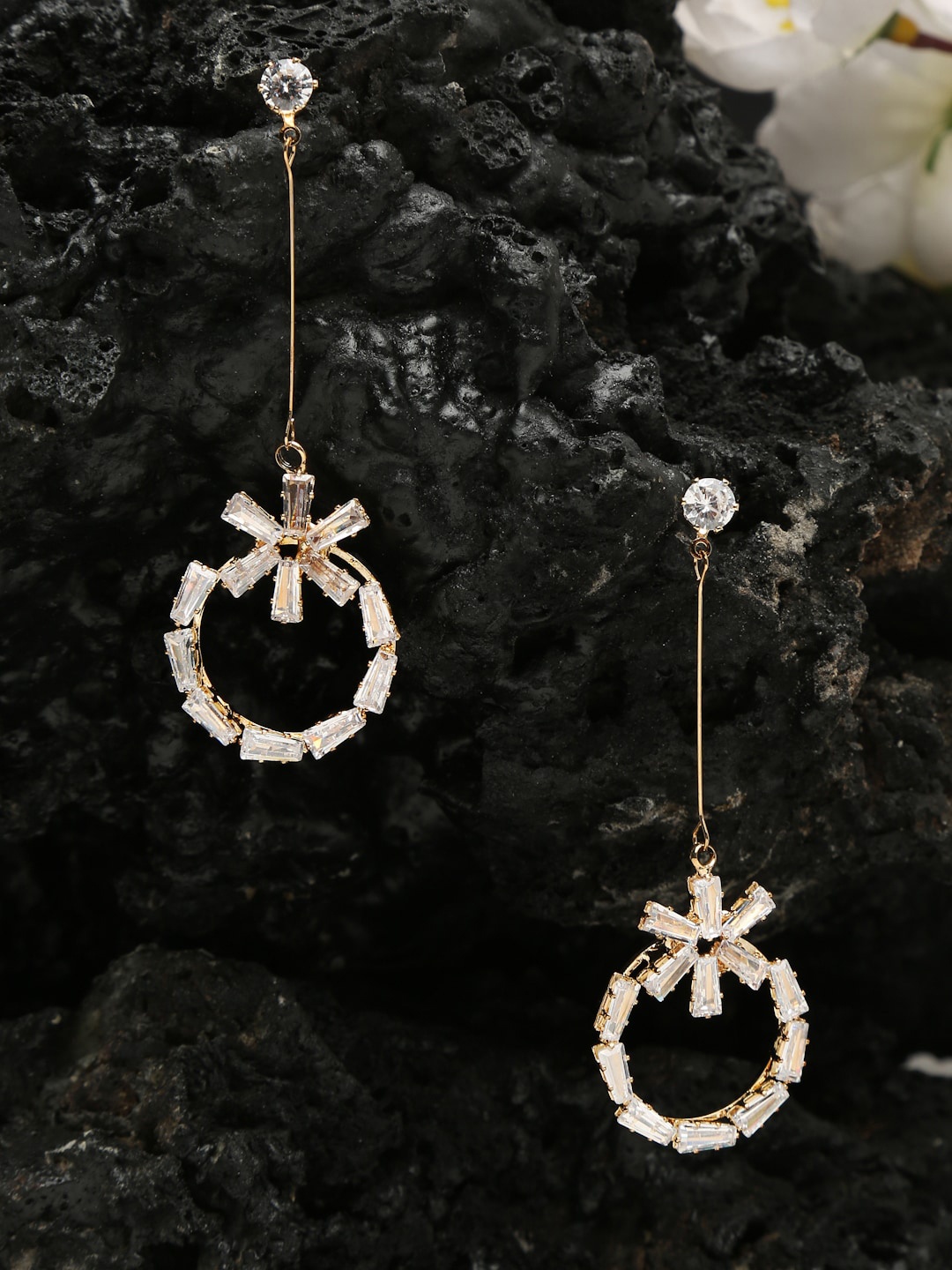 

Celena Cole Gold-Plated Contemporary Drop Earrings