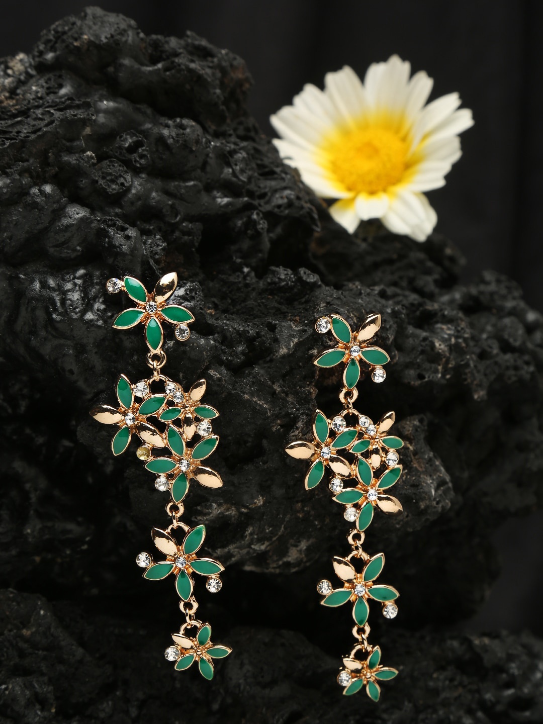 

Celena Cole Gold-Plated & Contemporary Drop Earrings, Green