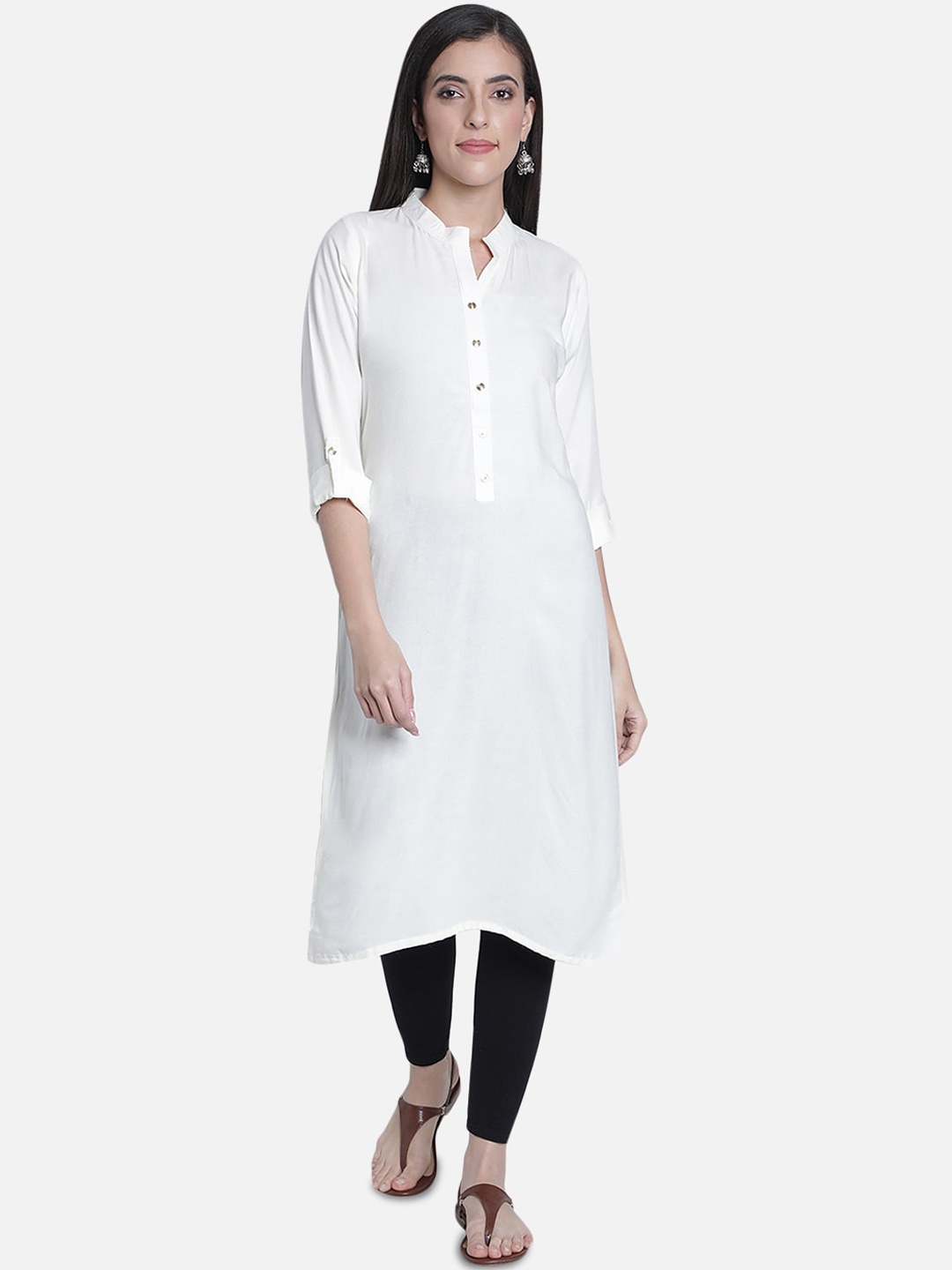

Fabclub Women Off White Solid Kurta