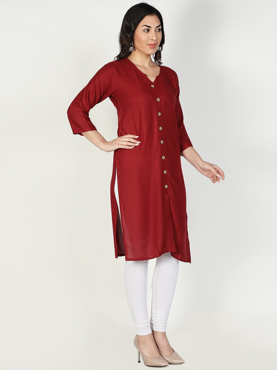 

Fabclub Women Maroon Kurta