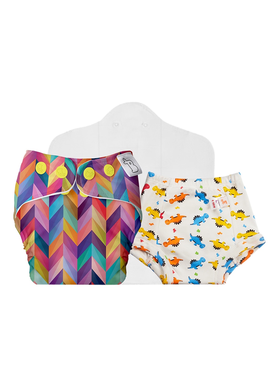 

SuperBottoms Kids Pack of 2 Free Size Cloth Sustainable Diapers With Padded Underwear, Multi