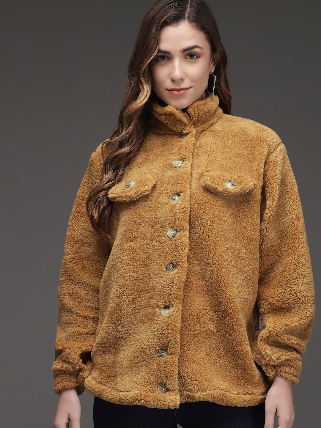 

Darzi Women Tan Camouflage Longline Tailored Jacket