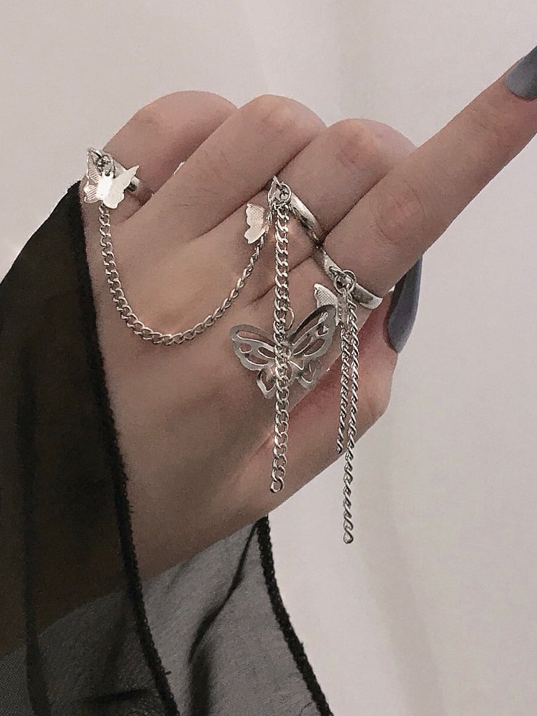 

Shining Diva Fashion Set Of 3 Silver-Plated Finger Rings