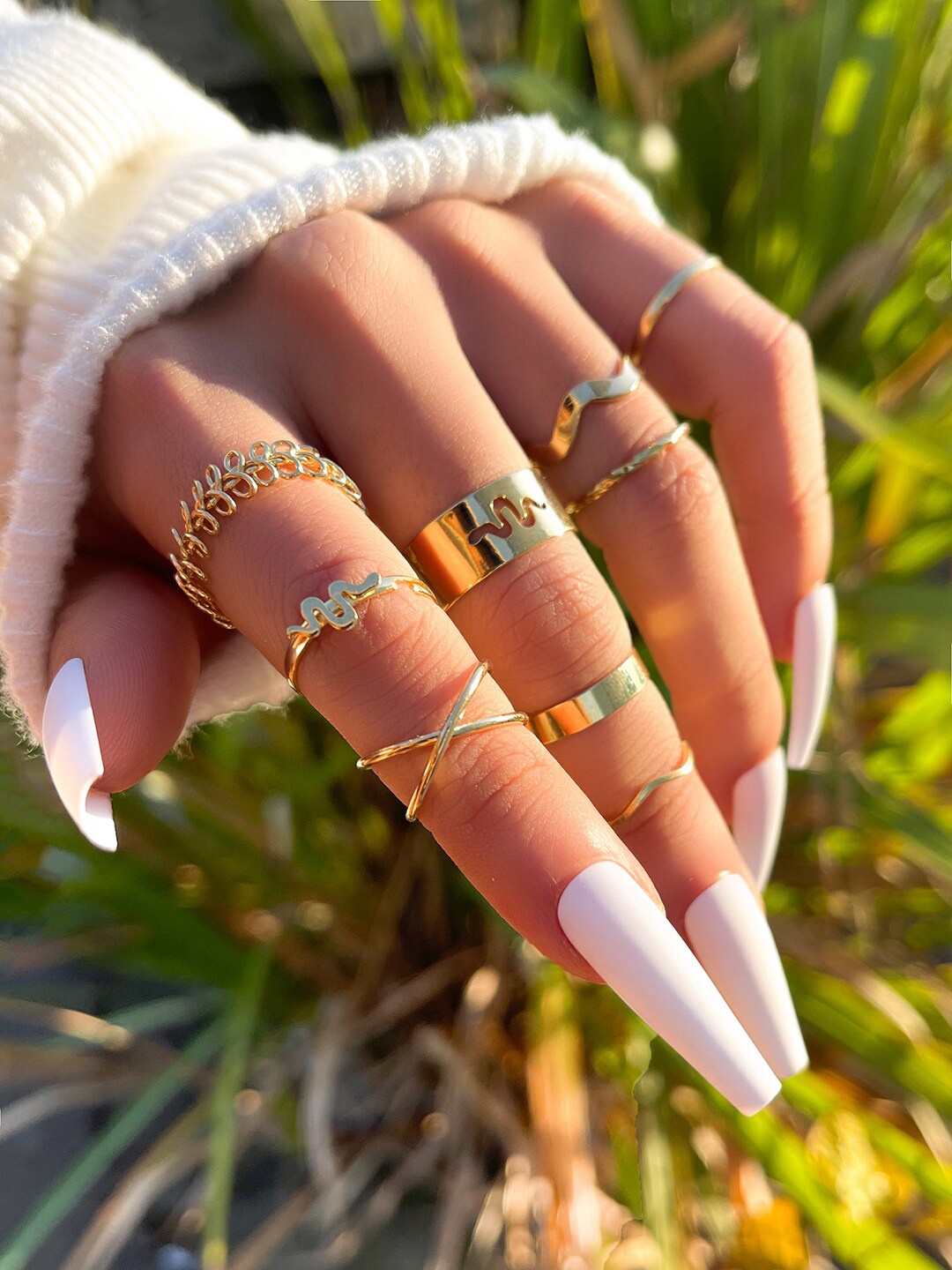 

Shining Diva Fashion Set Of 9 Gold-Plated & Crystal Stone-Studded Finger Rings