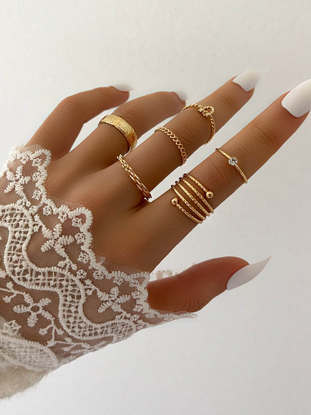 

Shining Diva Fashion Set Of 6 Gold-Plated Finger Ring