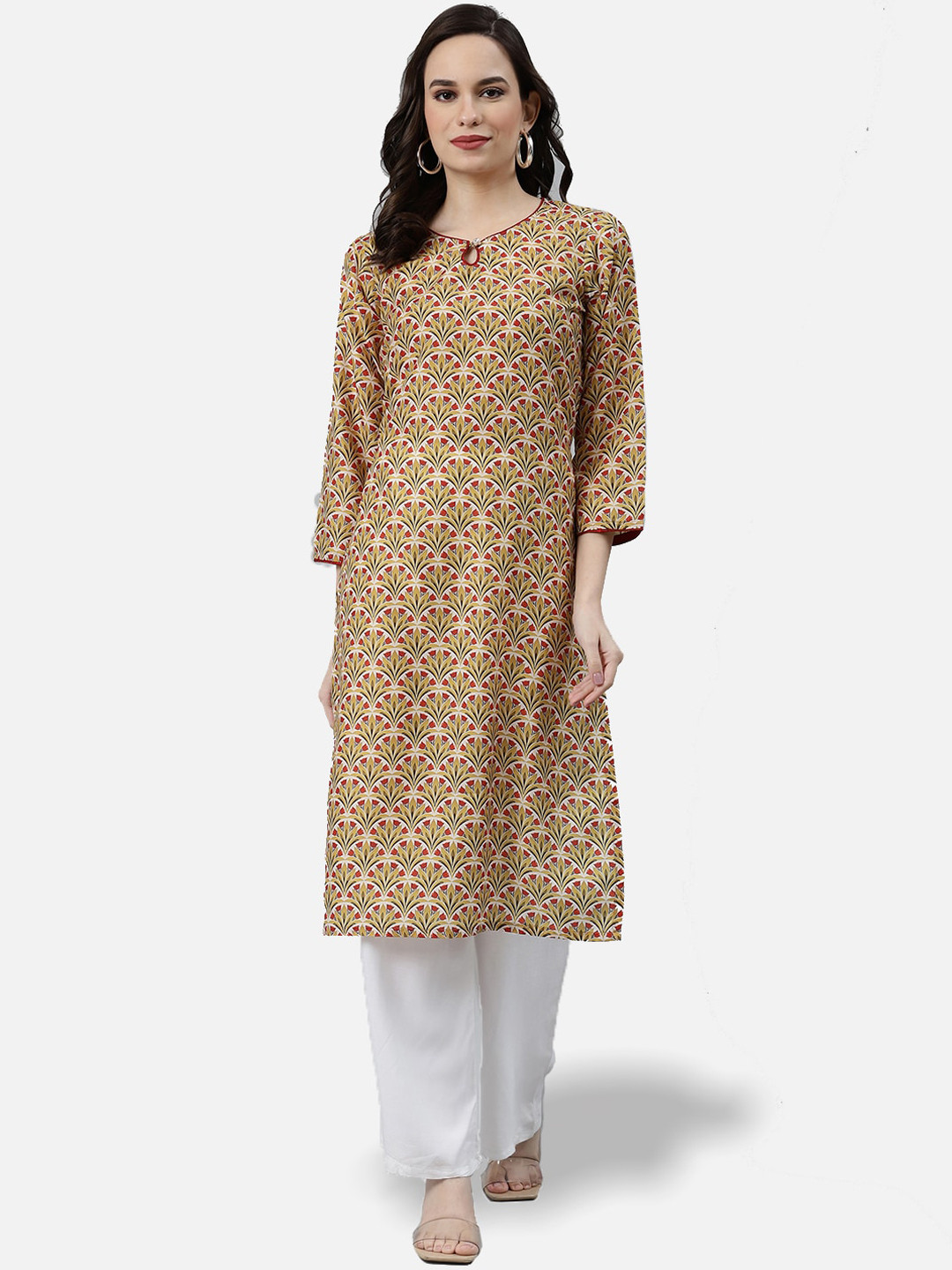 

Jompers Women Mustard Yellow Ethnic Motifs Printed Kurta