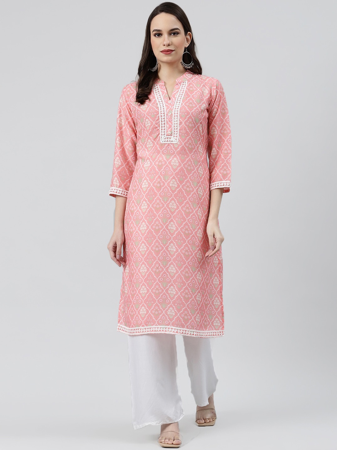 

Jompers Women Pink Ethnic Motifs Embroidered Kurta