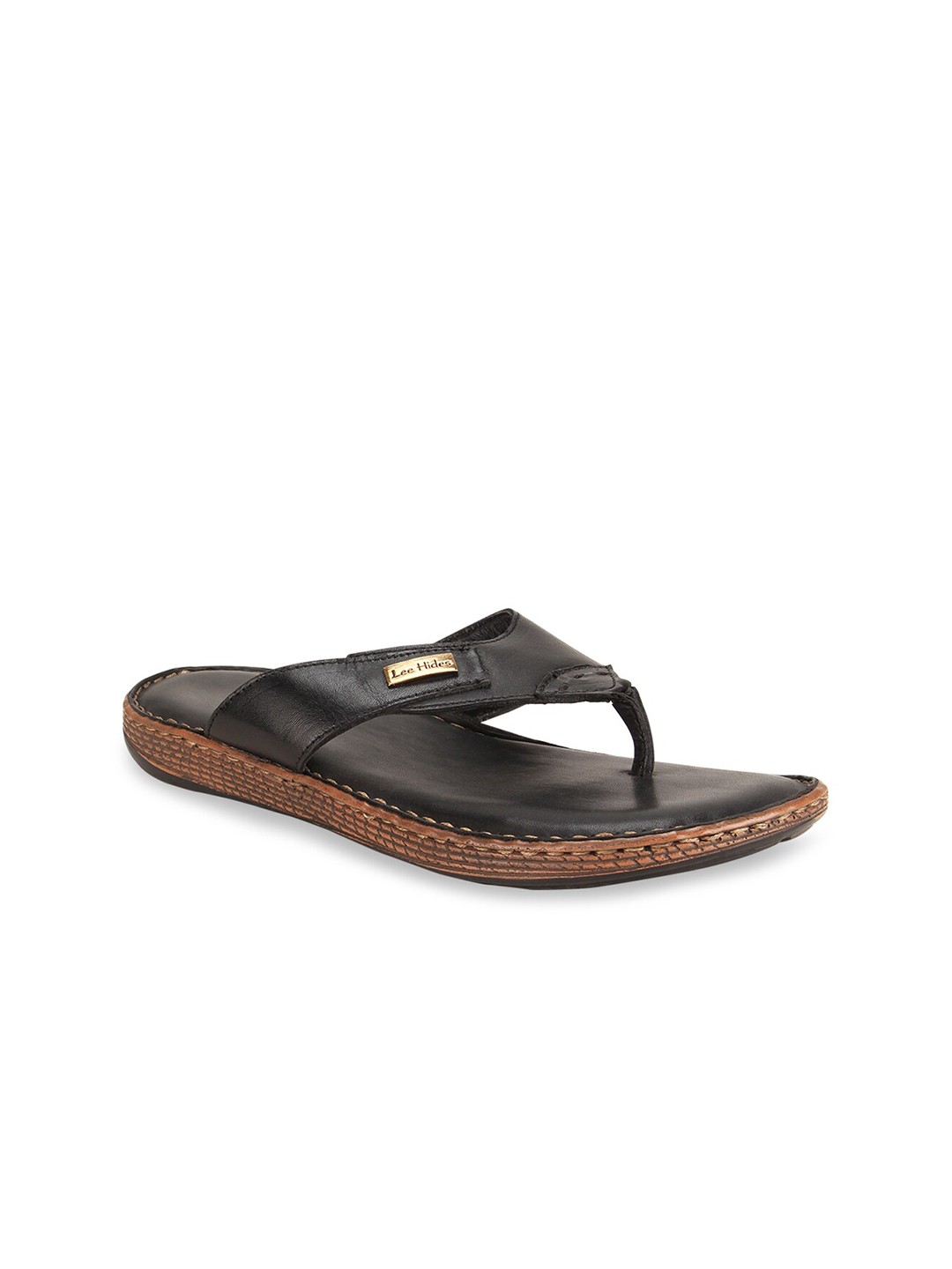 

Regal Men Black Textured Leather Comfort Sandals
