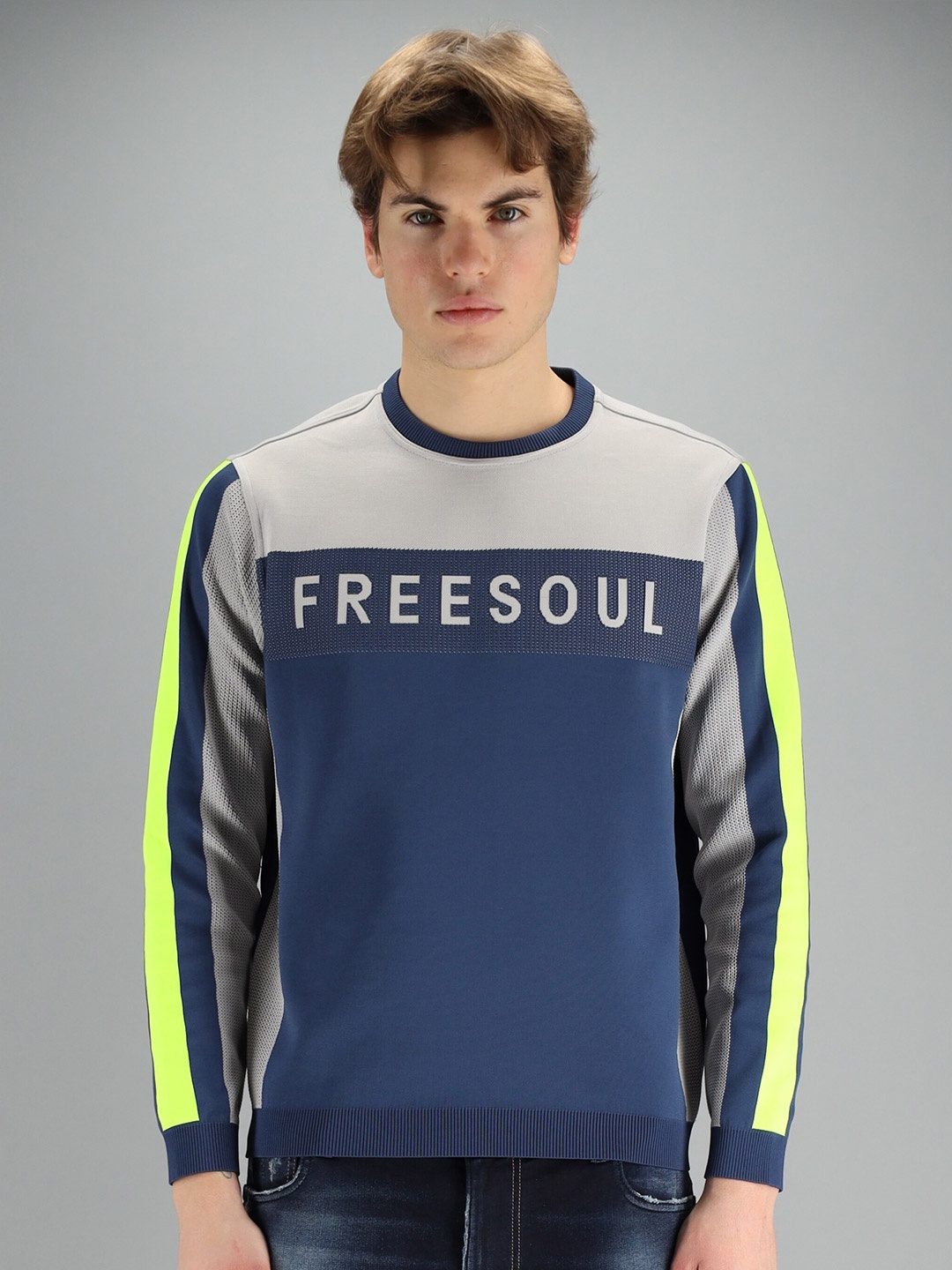 

FREESOUL Men Blue Printed Sweatshirt