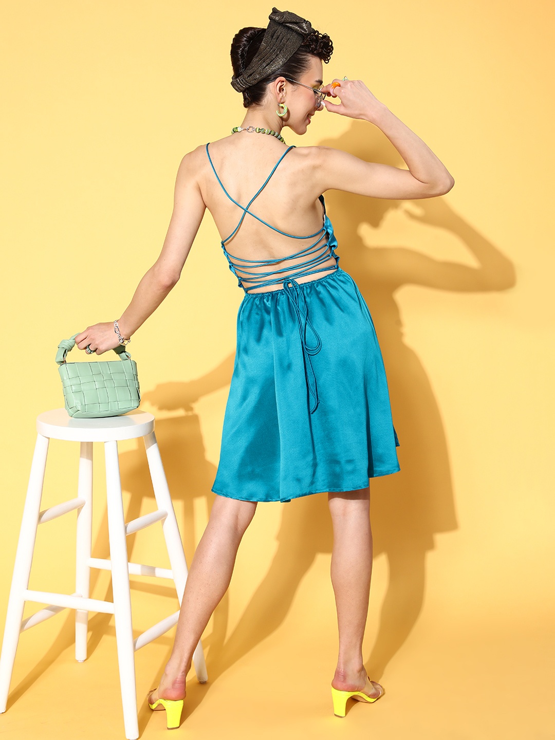

U&F Women Stunning Blue Solid All in the Details Dress