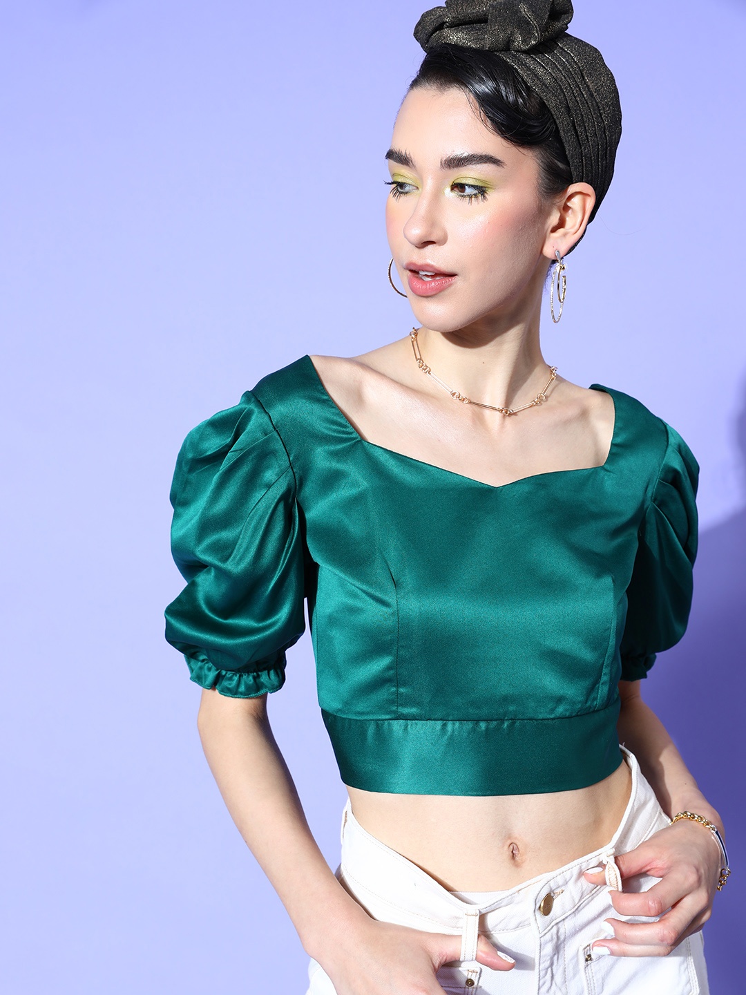 

U&F Women Tranquil Teal Solid Bustier Top