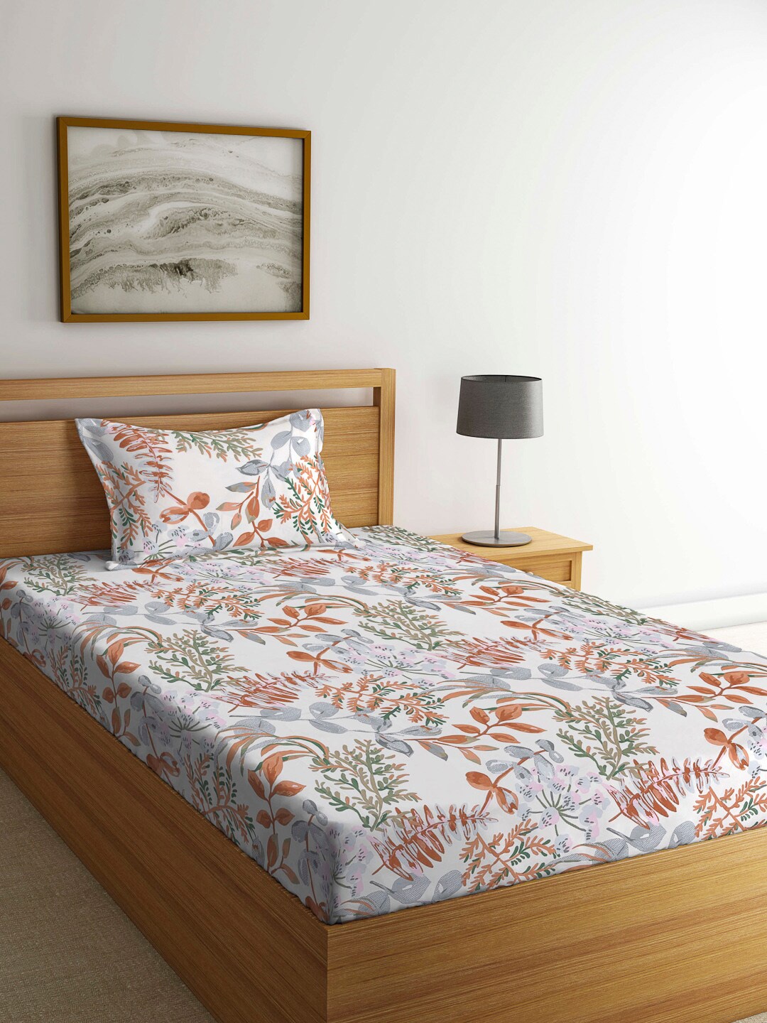 

Arrabi White 300 TC Single Bedsheet With 1 Pillow Cover