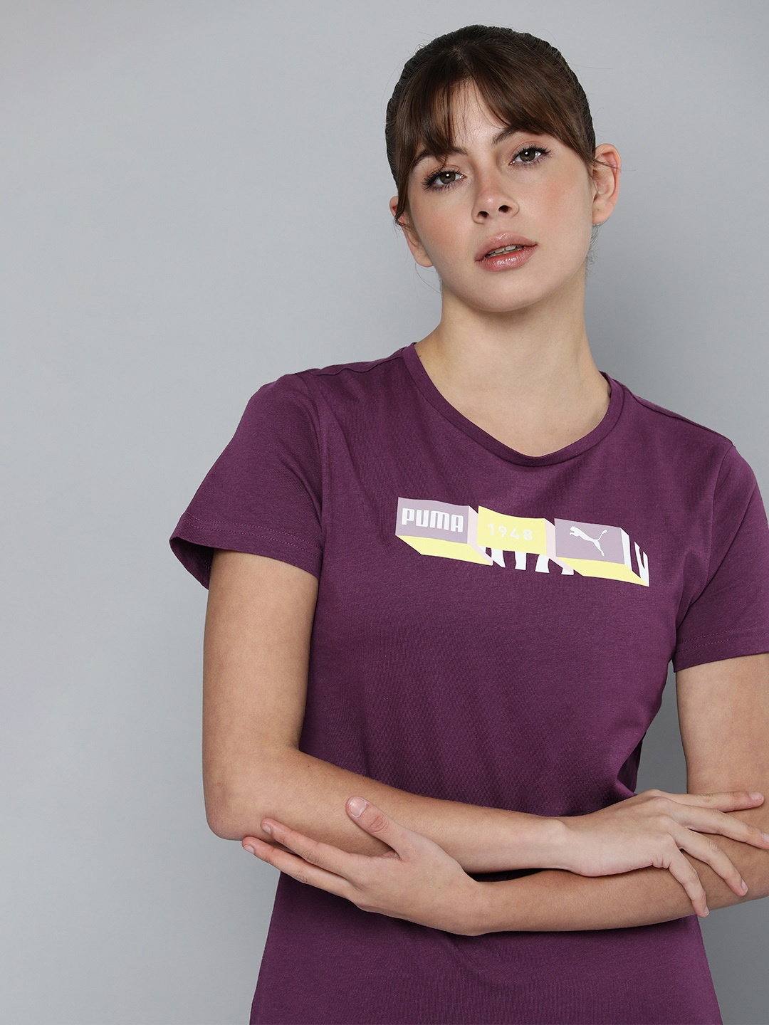 

Puma Women Purple Graphic Printed Casual T-shirt