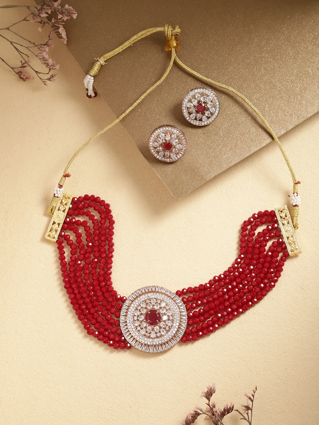 

Melani Borsa Rose Gold-Plated CZ Studded Jewellery Set