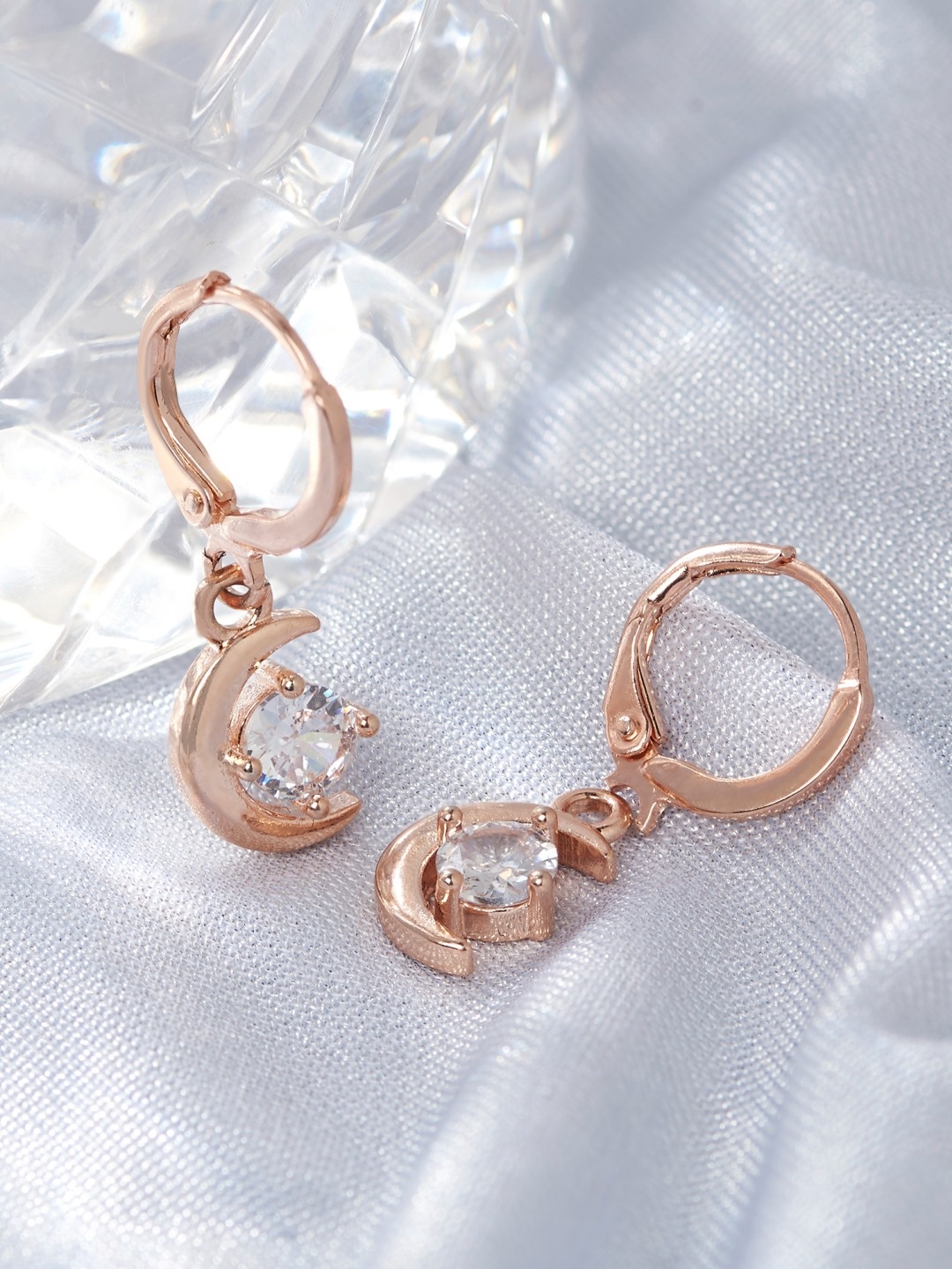 

AMI Rose Gold Crescent Shaped Drop Earrings