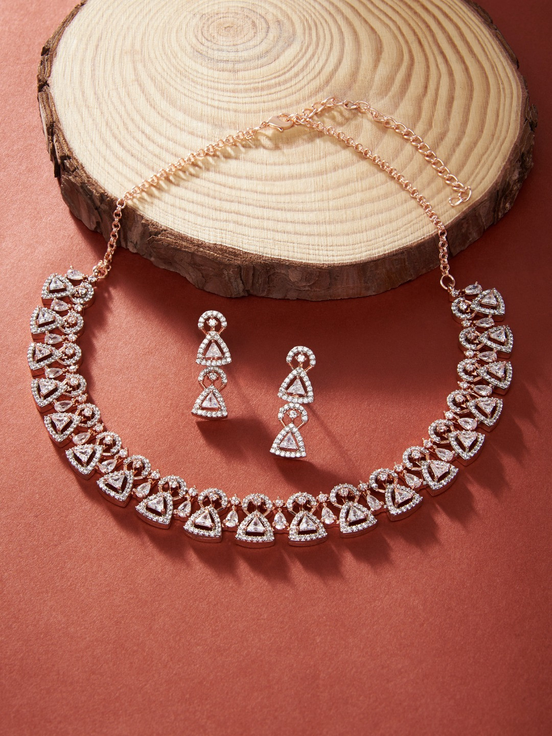 

AMI Rose Gold-Plated CZ-Studded Jewellery Set