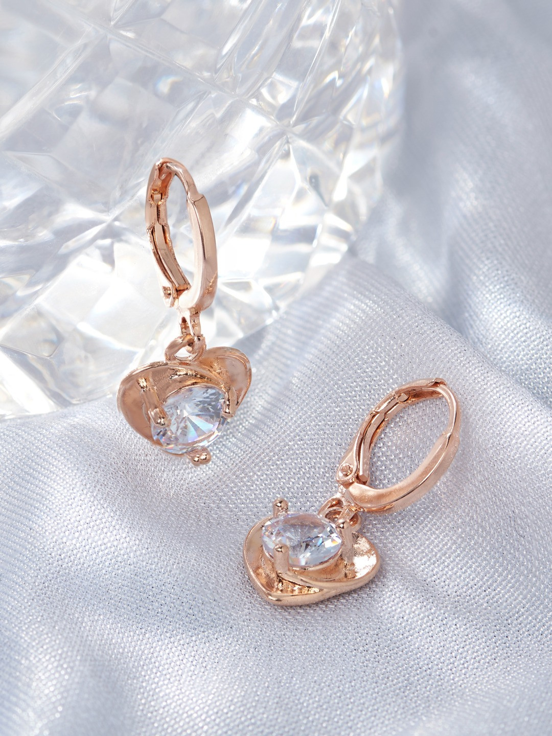 

AMI Rose Gold-Plated Heart Shaped Drop Earrings