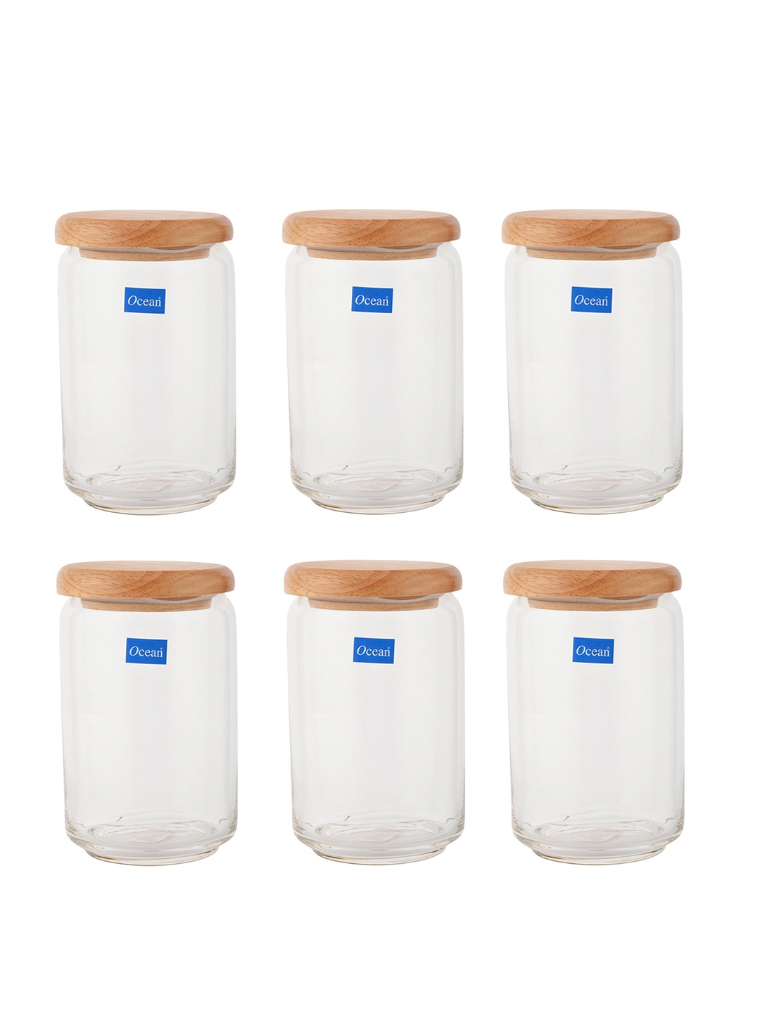 

Ocean Set Of 6 Transparent & Brown Glass Storage Containers