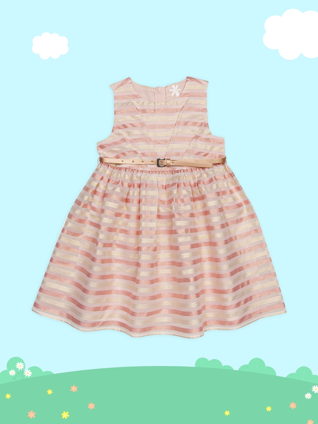 

H By Hamleys Girls Pink Striped Fit & Flare Dress