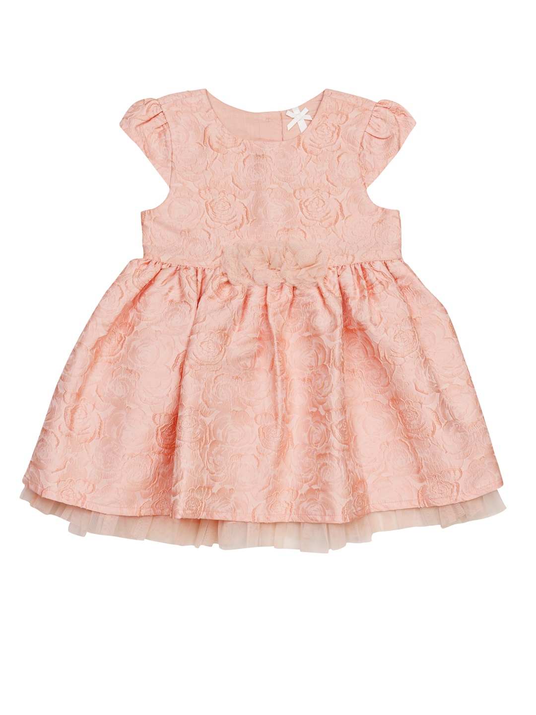 

H By Hamleys Girls Peach-Coloured Floral Layered Dress