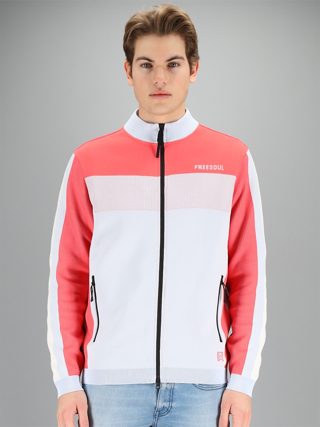 

FREESOUL Men White Colourblocked Sweatshirt