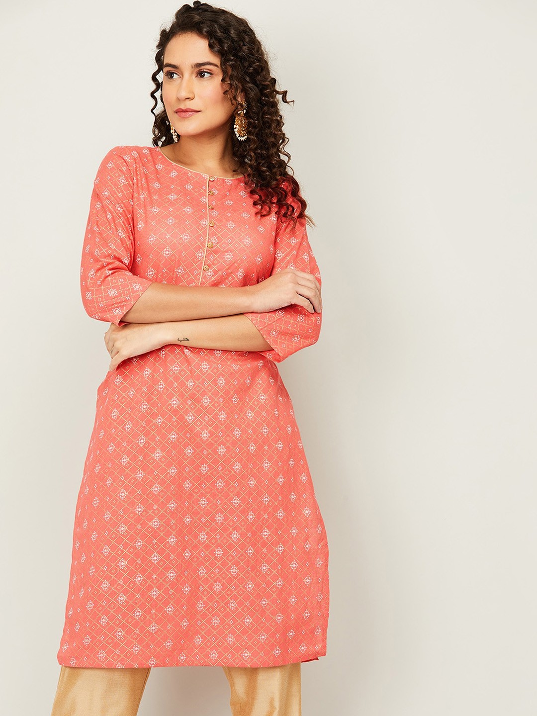 

Melange by Lifestyle Women Coral Ethnic Motifs Printed Kurta