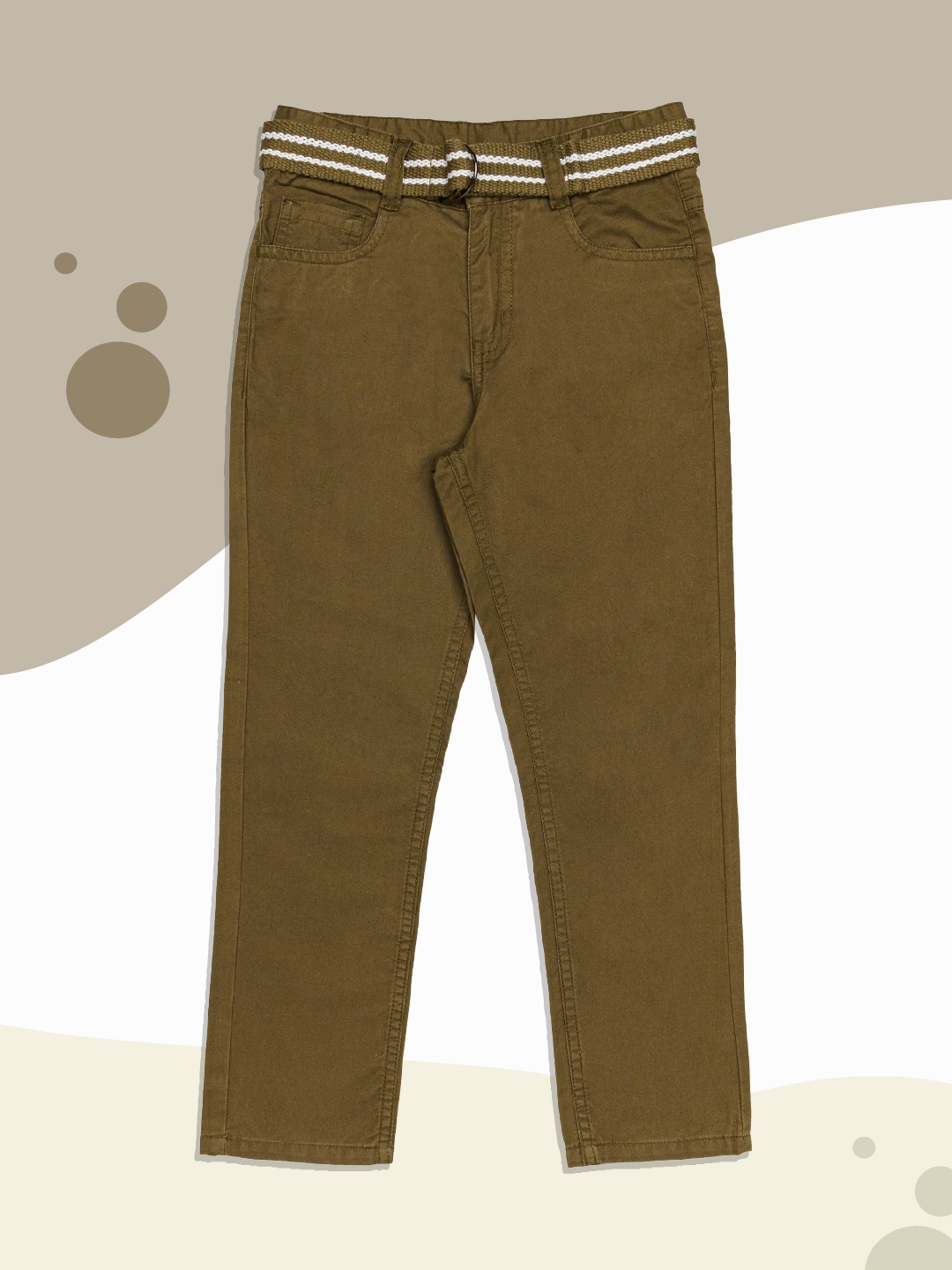 

H By Hamleys Boys Brown Solid Pure Cotton Trousers