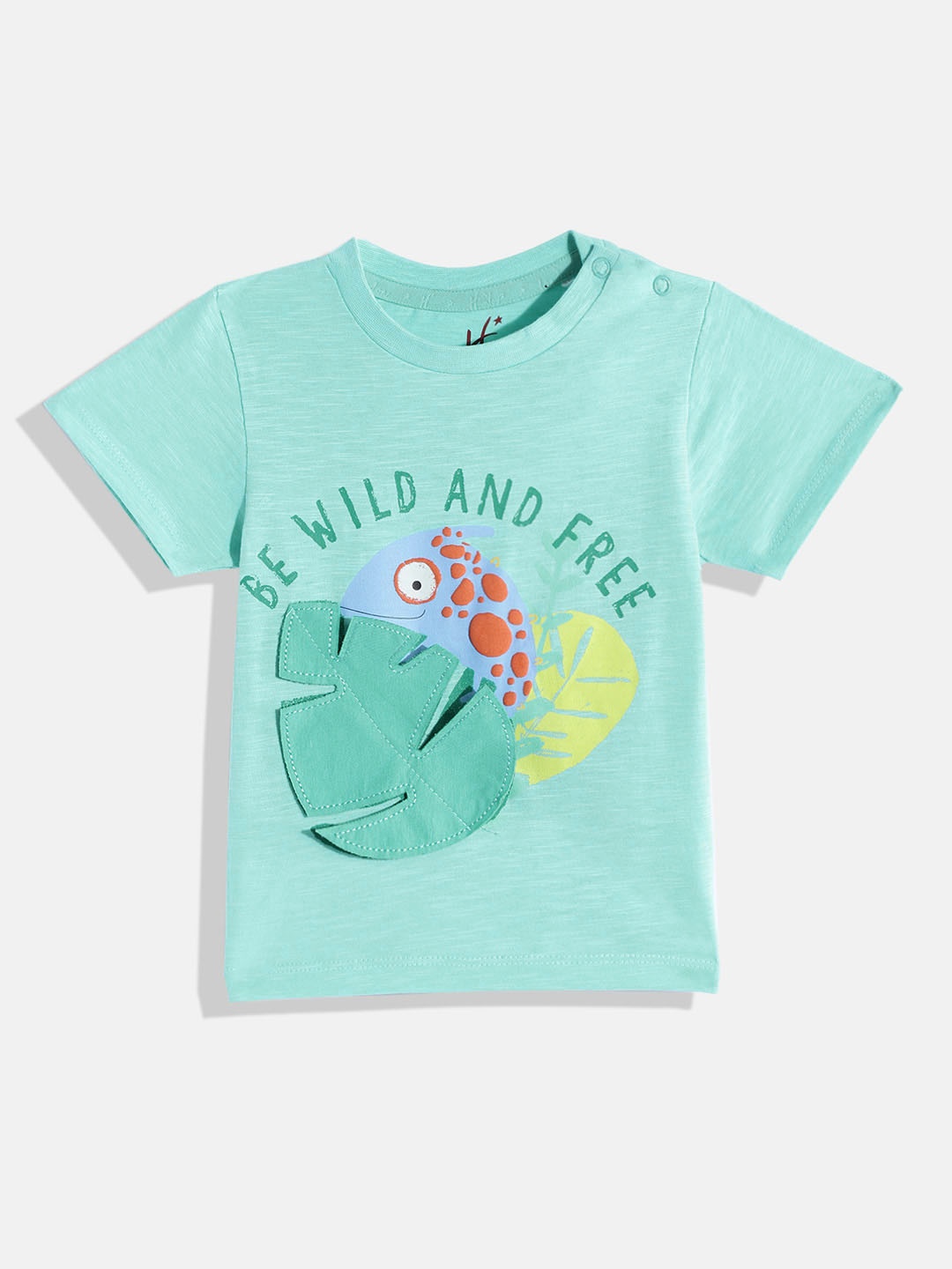 

H By Hamleys Boys Green Typography Printed T-shirt