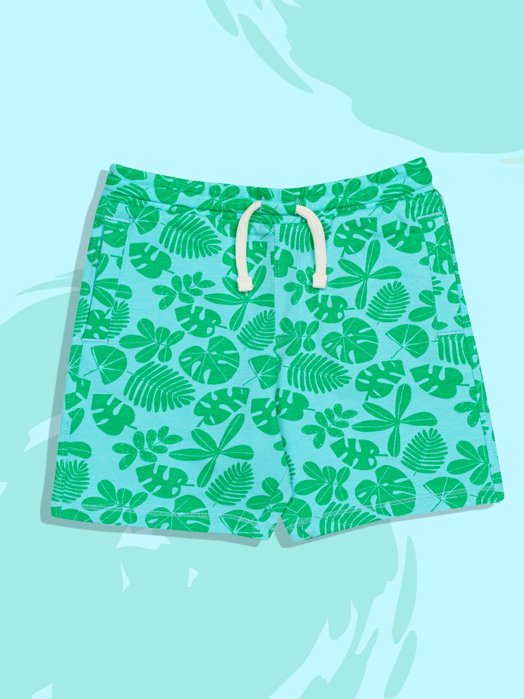 

H By Hamleys Boys Green Printed Pure Cotton Regular Shorts