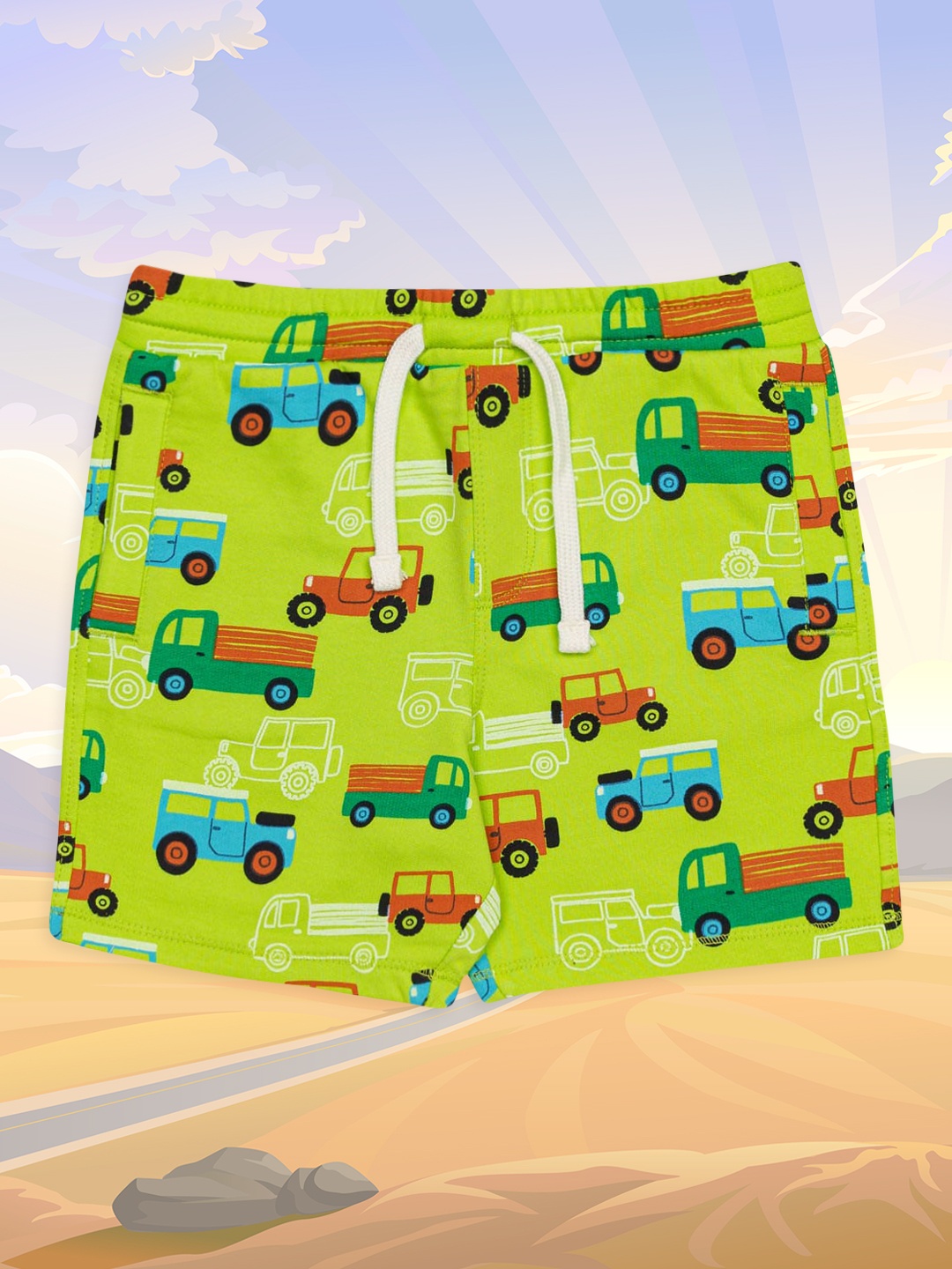 

H By Hamleys Boys Green Printed Pure Cotton Regular Shorts