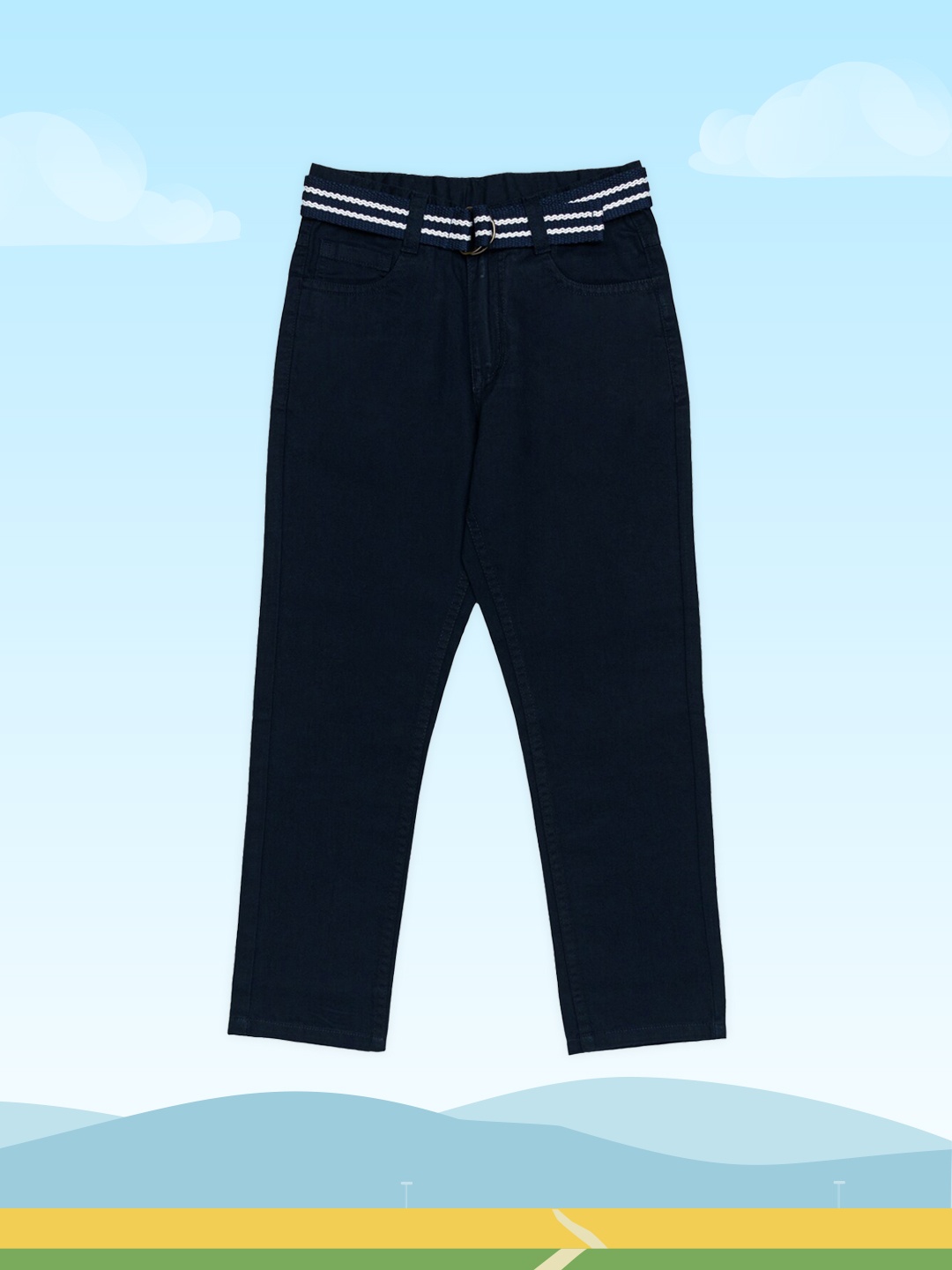 

H By Hamleys Boys Blue Solid Pure Cotton Trousers