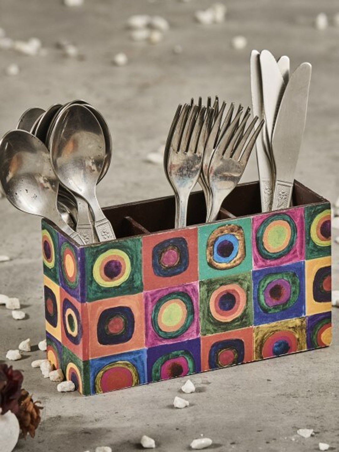 

A Tiny Mistake Black Printed Cutlery Holder