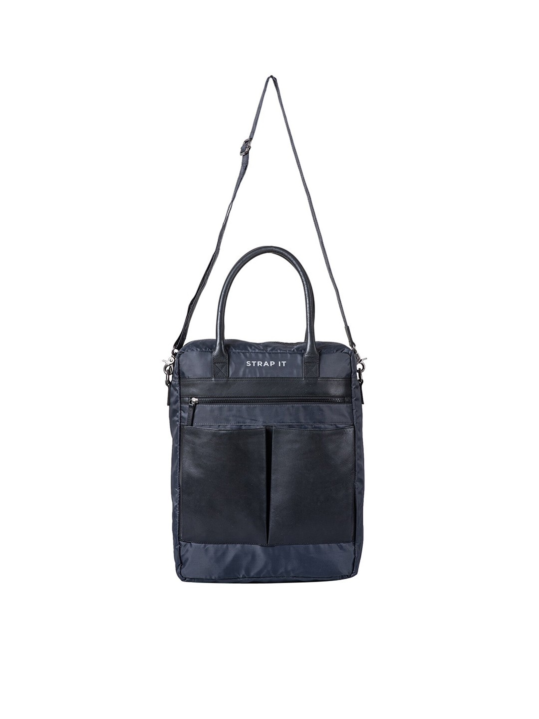 

STRAP IT Unisex Navy Blue & Black Water Resistant Messenger Bag