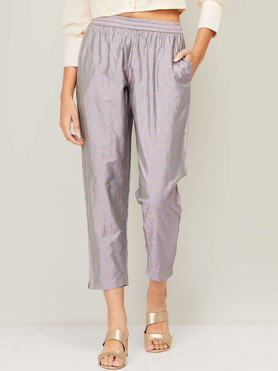 

Melange by Lifestyle Women Purple Printed Trousers