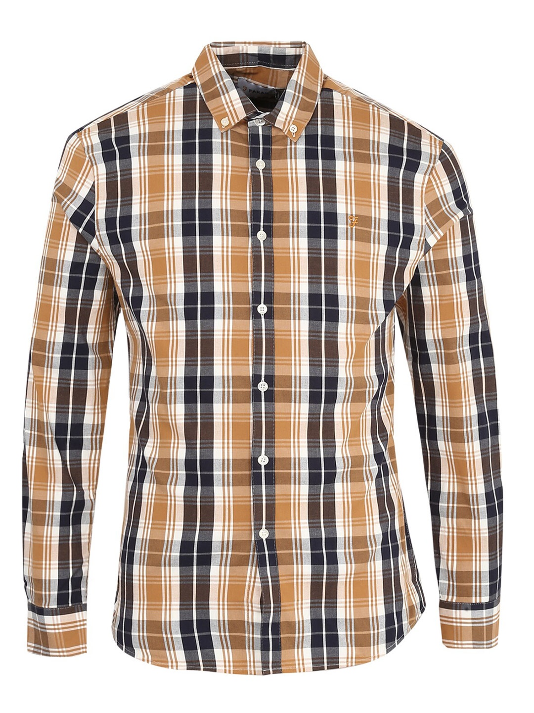 

Farah Men Gold-Toned Tartan Checked Cotton Casual Shirt