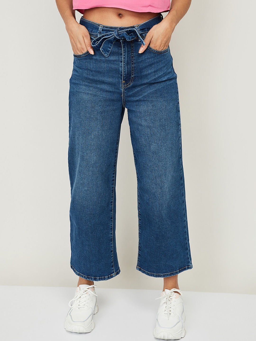 

Ginger by Lifestyle Blue Flared Light Fade Cotton Jeans