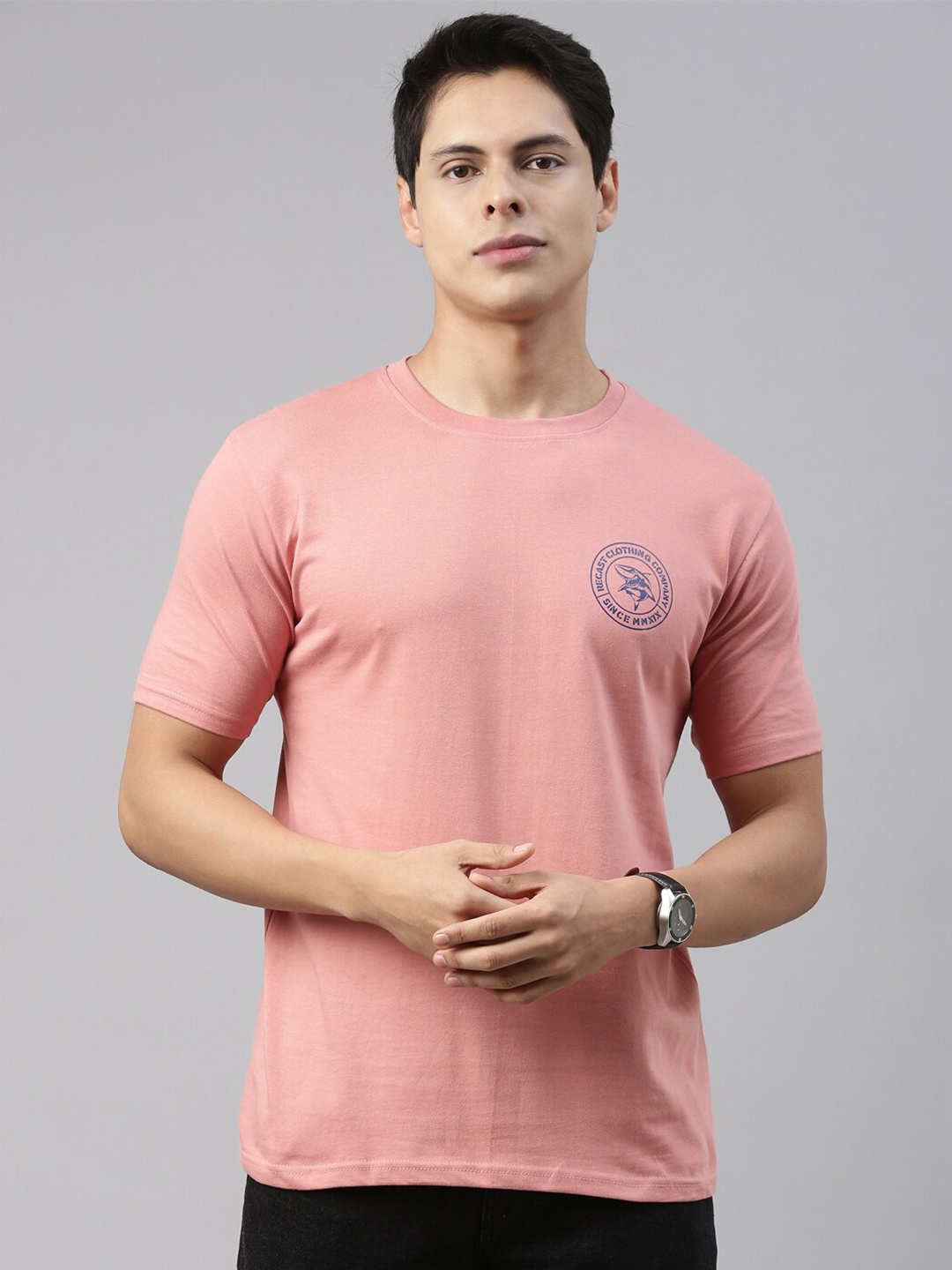 

recast Men Pink Pure Cotton T-shirt