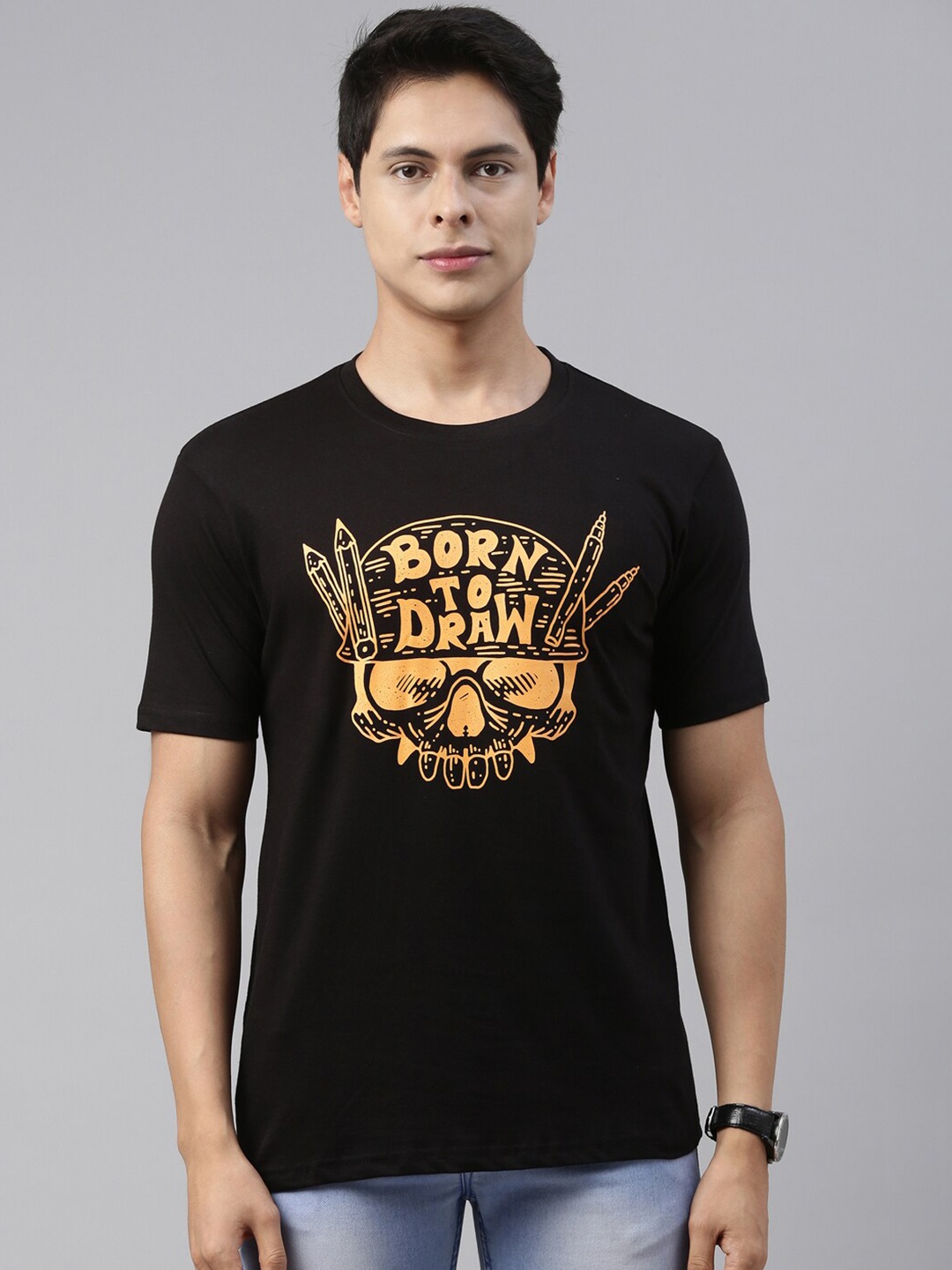

recast Men Black Typography Printed Pure Cotton T-shirt