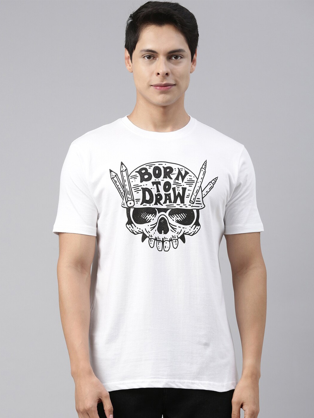 

recast Men White Pure Cotton Printed T-shirt