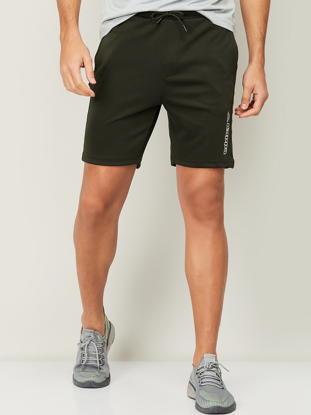 

Kappa Men Olive Green Typography Printed Training or Gym Shorts
