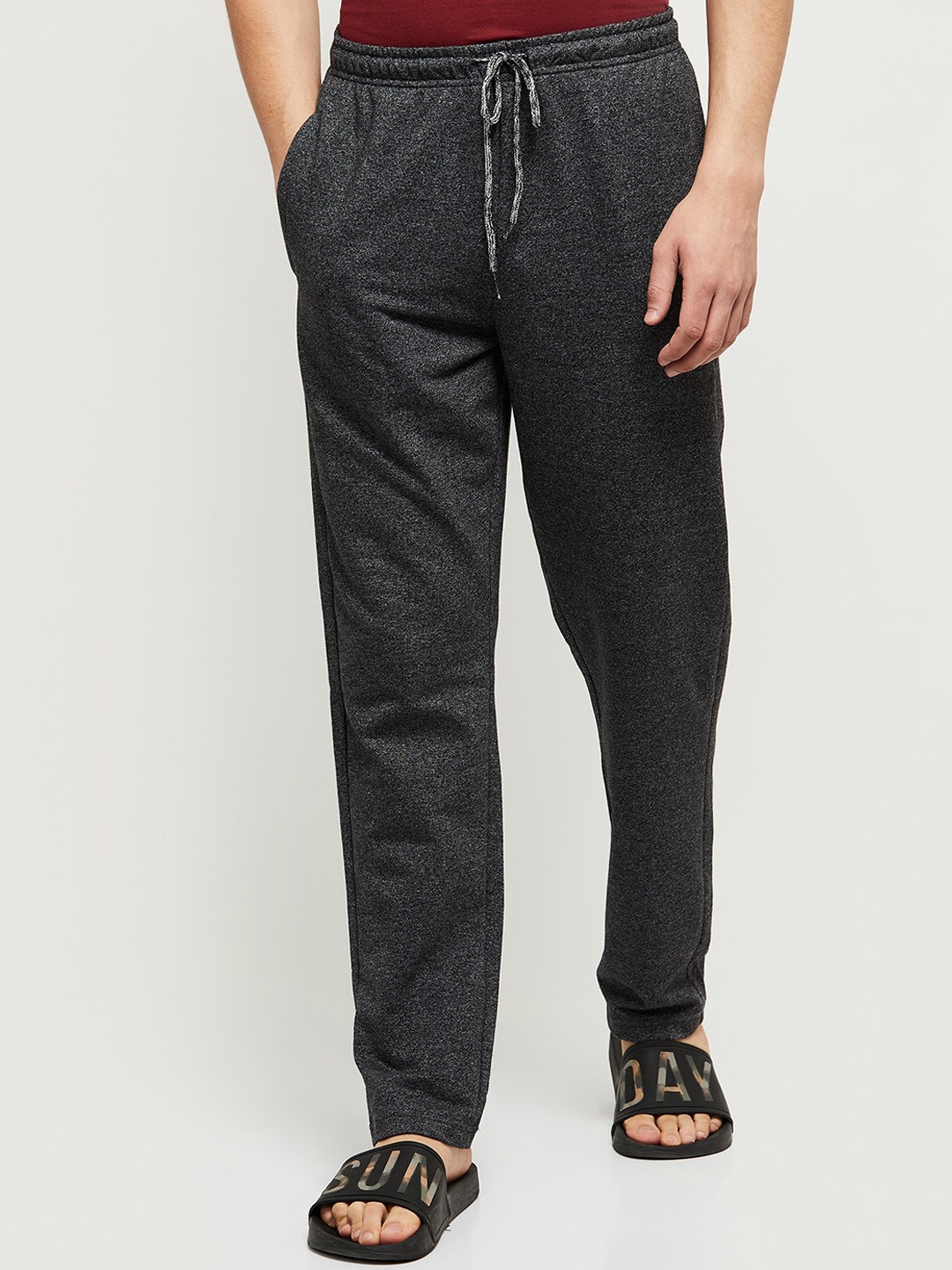

max Men Charcoal Grey Woven Track Pants